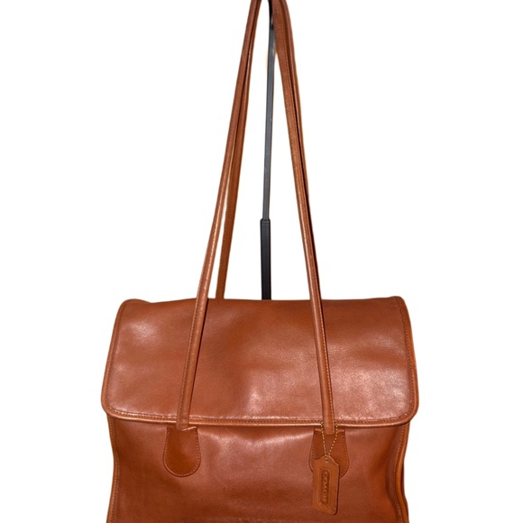 Coach Vintage 1996 Flap Shopper British Tan Leather Shoulder Bag USA - Picture 14 of 14